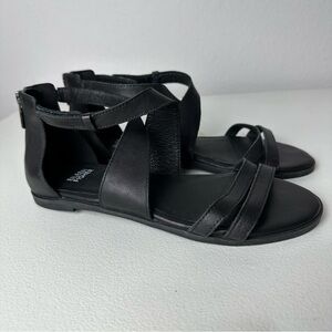 Eileen Fisher Black Cici Strappy Leather Open Toe Sandals Size 7